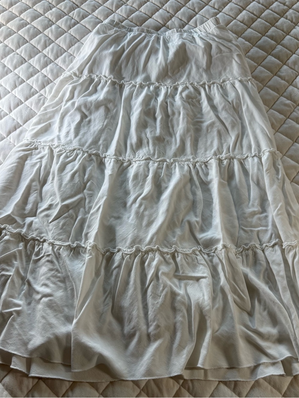 Brandy Melville John Galt White Izzy Tiered Maxi Skirt One Size